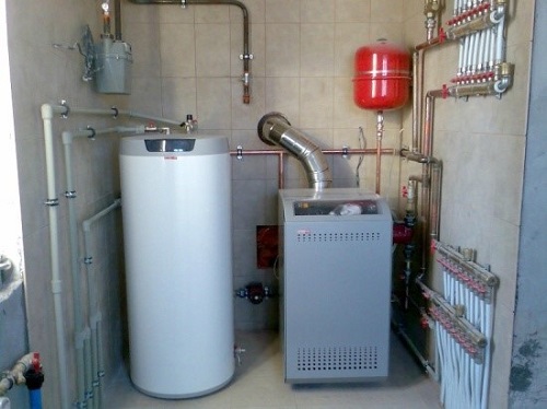 Напольный газовый котел с бойлером