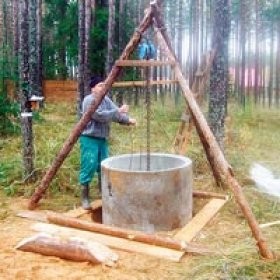 Погружение кольца в шахту